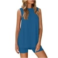 thumbnail image 5 of Tumotour 2 Piece Outfits Set For Women Casual Summer Sleeveless Tunic Top Crewneck Shorts Lounge Sets Loose Women Beach Fashion 2025, 5 of 9