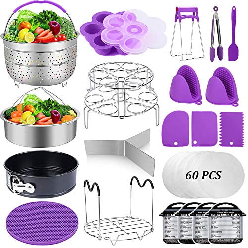 medoga 14pcs Instant Pot Accessories Set Fits 5,6,8Qt - 2 Steamer Baskets,  Non-stick Springform Pan, Egg/Steamer Rack, Egg Bites