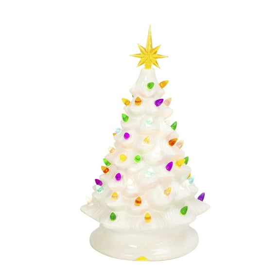 13.9 in. Illuminating Musical Dolomite White Christmas Tree
