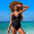 thumbnail image 5 of Puntoco Swimsuit for women 2025 Clearance Women's One Piece Swimsuit Crisscross Tummy Control Bathing Suit High Waisted Ruched Classic Retro Swimwear Black 4-6(S), 5 of 7