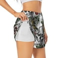 thumbnail image 2 of Bixox Women's Skulls Roses pattern 2 in 1 Running Shorts - Lightweight Athletic Workout Gym Yoga Shorts Liner with Pockets - Small, 2 of 7