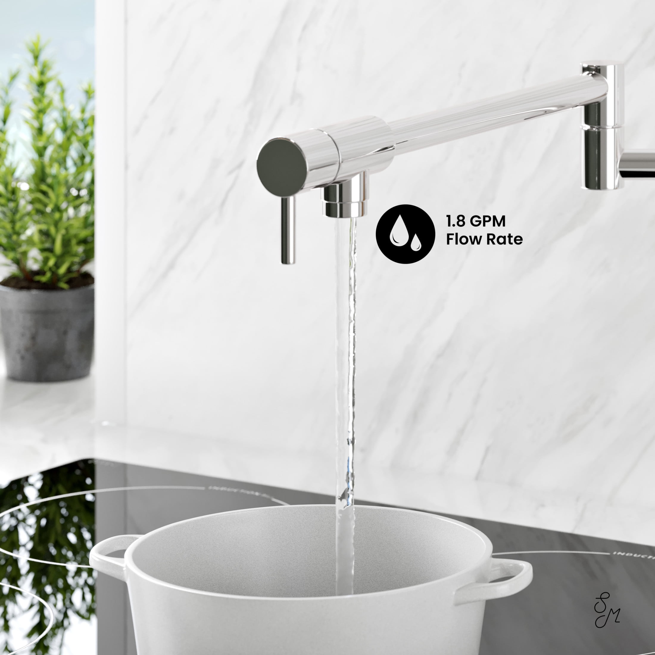 Ivy Retractable Wall-Mounted Pot Filler in Chrome