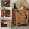 thumbnail image 7 of Accreate Farmhouse Nightstand with USB Charging Station, Rustic Bedside Table with Charging Station & Sliding Barn Door, 18" Modern Two-Tier Nightstand for Bedroom, Night Stand, 7 of 7