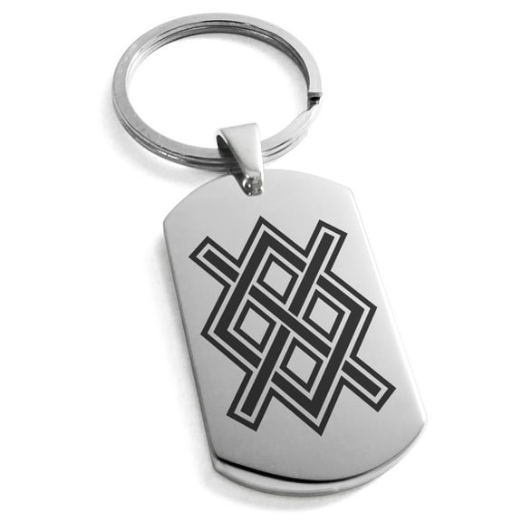 Stainless Steel Gungnir Rune Viking Norse Engraved Dog Tag Keychain Keyring