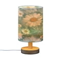 thumbnail image 2 of Daisy Flowers White Green Bedside Table Lamp Desk Warm Lights with USB Charging Port Cylinder LED Lamps for Bedroom Living Room Office, 2 of 7