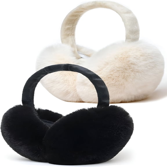 TELOLY 1Pc/2Pcs Ear Muffs for Winter Adjustable & Foldable Earmuffs Fluffy Soft Ear Warmers Warm Ear Covers for Cold Weather