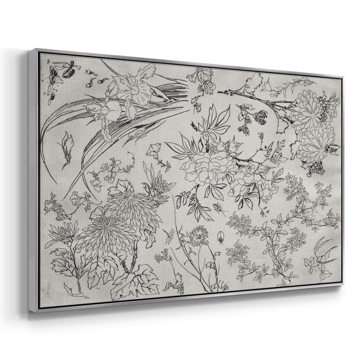 Vintage Abstract Print-XVI Framed in Silver Wood Gallery Wrapped Canvas 17 in. x 25 in.