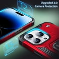 thumbnail image 4 of Designed for iPhone 15 Pro Case, Military Grade Shockproof Protective Phone Case Cover with Enhanced Metal Ring Kickstand [Support Magnet Mount] for iPhone 15 Pro 6.1 inch, Red, 4 of 12