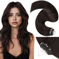 thumbnail image 1 of Extensiones de cabello Laavoo Micro Loop, cabello humano real, marrón oscuro, microperlas, 14 pulgadas, 1 g/hebra, 50 g, 1 of 1