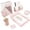 Pink, variant on Gold Desk Organizer Set with Mail Sorter, Sticky Note Holder, Pen Cup, Magazine Holder, Letter Tray & Business Card Holder | Stylish Desk Accessories for Home Office Décor