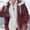 #0373-Red, variant on Pounoo Oversized Fuzzy Fleece Jackets for Women Winter Warm Thick Fuzzy Fleece Hooded Coat Color Block Outwear with Pockets