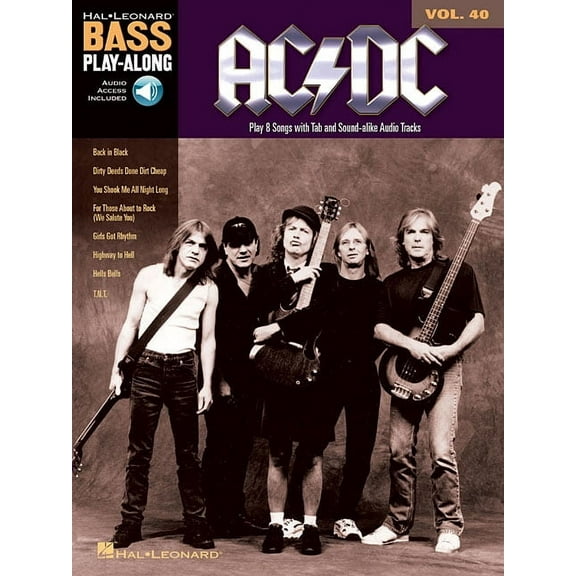 Hal Leonard Bass Play-Along AC/DC Bass Play-Along Volume 40 Book/Online Audio, (Paperback)