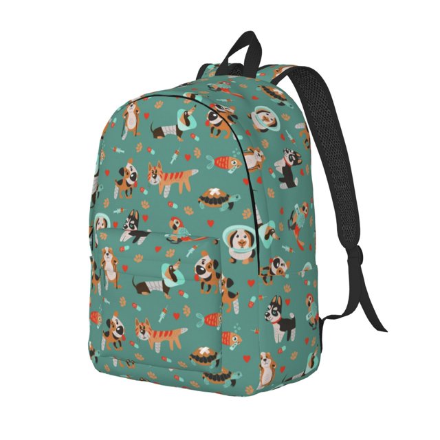 Easygdp Veterinary Clinics for Durable Canvas Laptop Backpack - Adjustable Shoulder Strap, Large Capacity, Fits 15-17in Laptops, for School, Work, Travel-Small