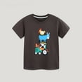 thumbnail image 2 of Baby Boy Summer Clothes Summer Kids Toddler Boys Crew Neck Top with Cartoon Farm Animals Prints Breathable Sports T Shirt Summer Tops Coffee 12 Months-24 Months, 2 of 6