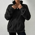 thumbnail image 4 of Fiaer,Women's Sweatshirt Fuzzy Quarter Zip Cozy Hooded Pullover Soft Plus Size Tops 2025 Fall Trendy Clothes Black XL, 4 of 7