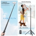 thumbnail image 4 of 91.7-Inch Multi-function Selfie Stick Portable Gimbal Stabilizer with Aluminum Alloy Telescoping Rod 180°Rotatable Head with Tripod Base & Remote Control Compatible with Android 4.4/ iOS 5.1 System, 4 of 9