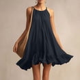 thumbnail image 2 of Kilaqueen Summer Mini Dresses for Women Spaghetti Strap Ruffle Hem Short Flowy Cotton Dress Casual Beach Vacation Dresses Fashion Crewneck Sleeveless Loose Fit Sundresses, 2 of 9