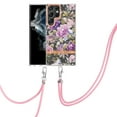 thumbnail image 2 of Compatible with Galaxy S23 Ultra Clear TPU Flower Pattern Case, S23 Ultra Case with Strap Crossbody Adjustable Neck Lanyard Case Phone Cover Designed for Samsung S23 Ultra 6.8 inch,Purple Peony, 2 of 7