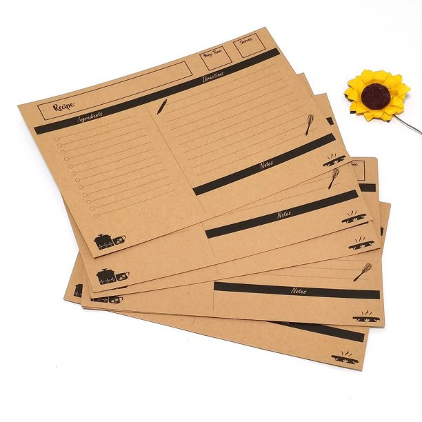 Tarjetas de recetas de 4.0 x 6.0 in, color blanco grande, minimalista para bodas, despedidas de soltera, pegatina en relieve con logotipo de metal de doble cara