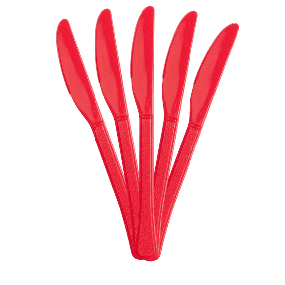 JAM Paper Disposable Plastic Knives Party Pack, Red, 48/Box