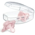 thumbnail image 6 of Chicco PhysioForma® 100% Soft Silicone Mini One-Piece Pacifier, Orthodontic Nipple Supports Breathing, BPA & Latex Free, Reusable Sterilizing Case, 0-2 Months, 2pk - Pink, New, 6 of 10