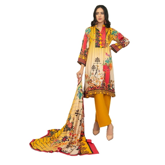 Pakistani Linen Salwar Kameez Indian Dresses for Women Ready to Wear 3 Pieces (2X-Large, Violet)