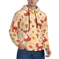 thumbnail image 2 of Kdxio Cute Foxes Print Mens Casual Hooded Collar Drawstring Hoodies Pullover Sweatshirts Casual Long Sleeve Shirts-Small, 2 of 7