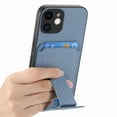 thumbnail image 3 of Case for iPhone 11 with Hidden Kickstand, Carbon Fiber Texture Wallet Case with Card Holder for iPhone 11 Magnetic Car Mount Shockproof Military Grade Protection Cover, Blue, 3 of 10