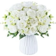 thumbnail image 1 of Flores Artificiales de Peonías, 3 Paquetes de Flores Blancas Artificiales Peonías Falsas, Peonías de Seda Ramo de Boda para Centro de Mesa Fiesta Decoración del Hogar, 1 of 4