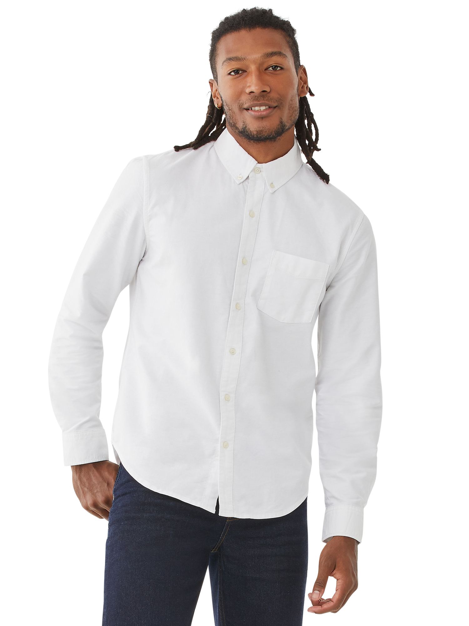 mens white button shirt