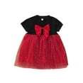 thumbnail image 1 of Boiiwant Bébé Fille Princesse Robe 6M 9M12M 18M 24M 2T Bébé Été Manches Courtes Noeud Rond devant Maille Tulle Robe, 1 of 9