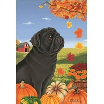 Best of Breed TP670891 Pug Black Autumn Leaves Garden Flag
