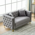 thumbnail image 6 of Newest 58"Velvet Sofa,2 Seater Deep Seat Sofa,Modern Sofa with Button Nailhead,Square Arm Couches,Furniture for Living Room,Bedroom,Office(Grey), 6 of 9