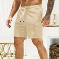 thumbnail image 2 of Men Solid Color Corduroy Casual Fashion Elastic Waist Pockets Workwear Shorts Pants, 2 of 8