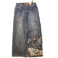 thumbnail image 2 of Lnyulong Jeans Amples Unisexes à Motif Brodé, Bleu Rétro, 2 of 6