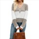 thumbnail image 1 of Camiseta Holgada con Botones y Cuello en V de Larga para Mujer, Otoño e Invierno 2025, con Contraste de Color Caqui M, 1 of 10