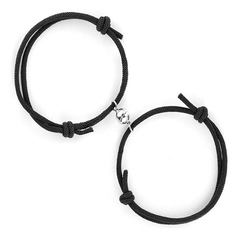 Couple Bracelets Magnetic Charm Pendants Braided Rope Bracelet
