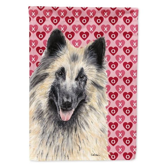 Carolines Treasures SC9247-FLAG-PARENT Belgian Tervuren Hearts Love and Valentines Day Portrait Flag  multicolor