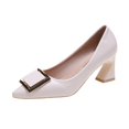 thumbnail image 1 of Tacón cuadrado, tacones puntiagudos, zapatos de mujer de cuero de tacón medio, tacones altos, boca en V, zapatos informales de oficina para mujer, tacón de 5 cm38 Gao Jinjia LED, 1 of 2