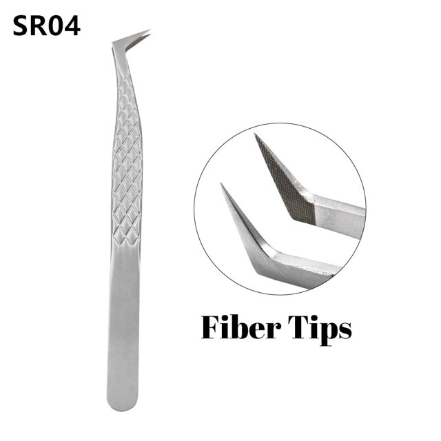 1 Uds extensión de pinzas para pestañas pinzas superduras de acero inoxidable rosa con puntas de fibra pinzas antiestáticas de alta precisión Dengxun unisex