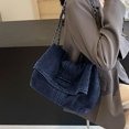 thumbnail image 5 of Denim Shoulder Bag, Large Capacity Tote, Chain Strap, Quality Texture, for Work, Travel, and Casual Outings, Blue, by FAJHHA, 5 of 8