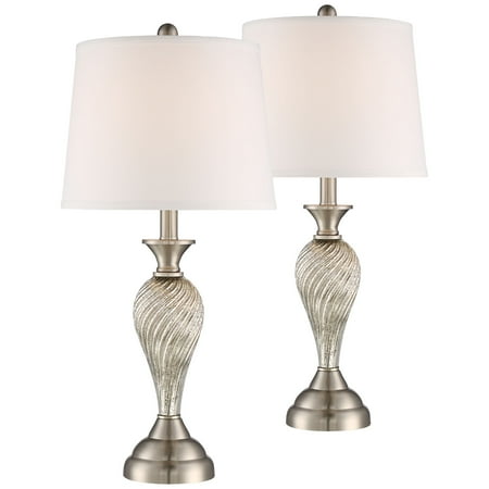 Regency Hill Traditional Table Lamps Set Of 2 Mercury Glass Twist Regency Hill Traditional Table Lamps Set Of 2 Mercury Glass Twist White Empire Shade For Living