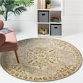 thumbnail image 2 of 4â€™ Round Beige Distressed Medallion Area Rug, 2 of 7