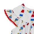 thumbnail image 5 of mgoYE Baby Girl 4th Of July Outfit 3 6 12 18 Months Cute Fly-Sleeves Flag Smocked Bubble Romper Infant Newborn Summer Clothes(White,12-18 Months), 5 of 6