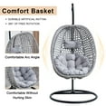 thumbnail image 3 of SUDICA Outdoor Hanging Rattan Egg Chair with Stand, Gray Wicker Swing Chair with Cushion for Balcony or Garden, 3 of 8