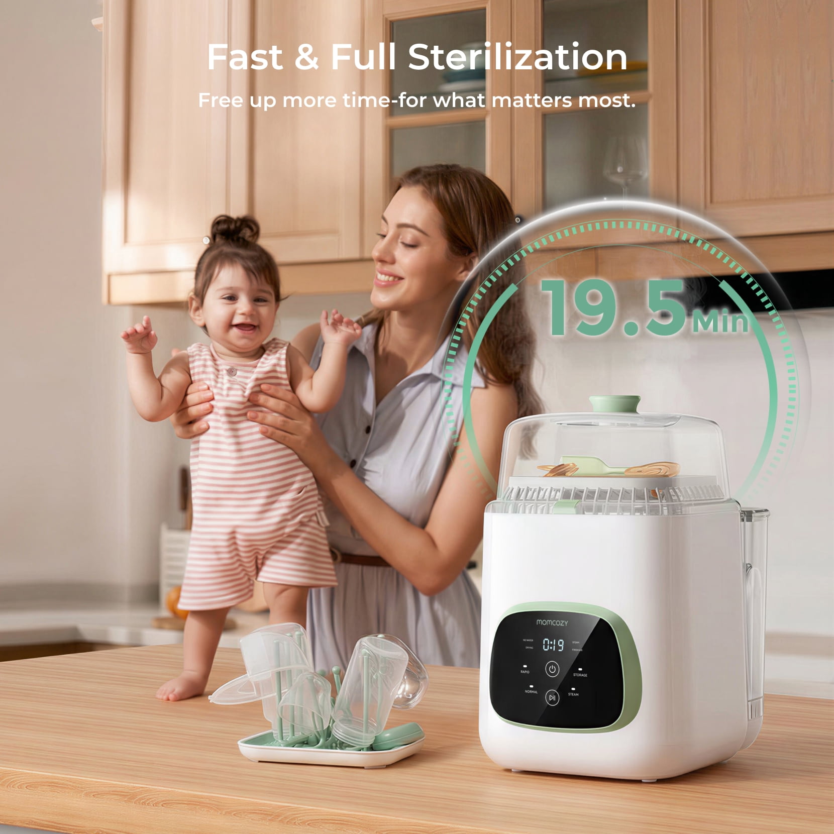 Momcozy Baby Bottle Washer, Sterilizer & Dryer Combo for Easy Cleaning, Bottle Washer Machine for Bottles,KleanPal Pro Bottle Washer with 60 Detergent Tablets