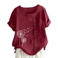 thumbnail image 2 of Azrian Plus Size Tops for Womens,Pullover Shirt Autumn Winter Women's Summer Casual Round Neck Short Sleeve Printed Loose Shirt Cheap on, 2 of 6