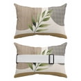 thumbnail image 2 of Pack of 4 Outdoor Lumbar Pillow Covers 11x16 Inch, Boho Waterproof Throw Pillow Covers Set, Modern Art Leaves Abstract Brown Gray Geometric Indoor&Outdoor Decorative Cushion Cases for Patio Porch Car, 2 of 7