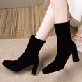 thumbnail image 2 of NECHOLOGY Botas Mujer Adulto Femenino Zapatos Botines mujer Otoño e Invierno Botines de mujer Tacón Tacón grueso Punta cuadrada Color sólido Gamuza Cómodo Casual (Black, 7.5), 2 of 7