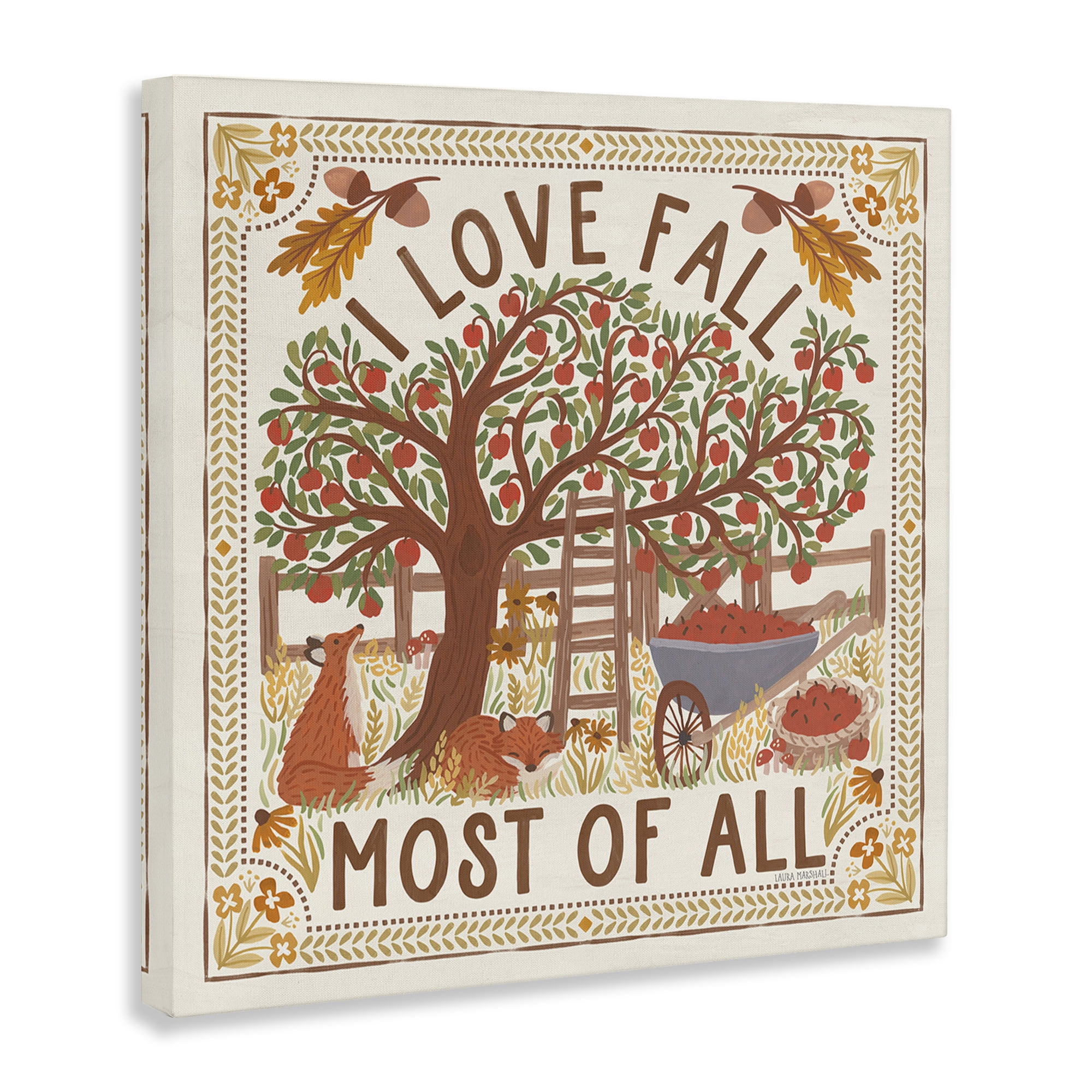 Stupell Industries Love Fall Scenery Landscape Painting Gallery Wrapped Canvas Art Print Wall Art, 30 x 30
